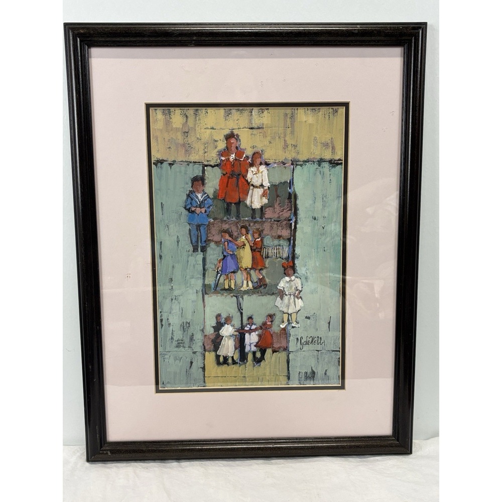 Gale Webb Painting Children Playing Texas Artist Signed Framed Expressionist